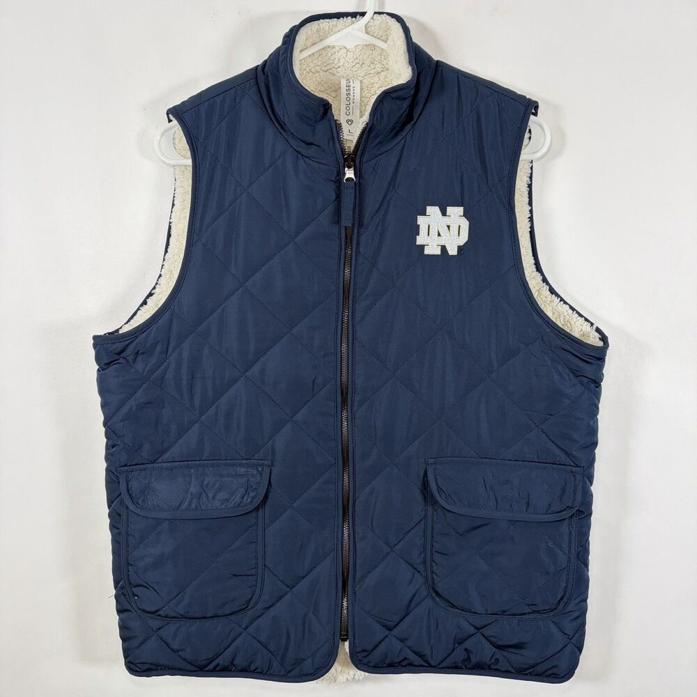 Notre Dame Fighting Irish Colosseum Full Zip Reversible Fleece Vest Womens Large